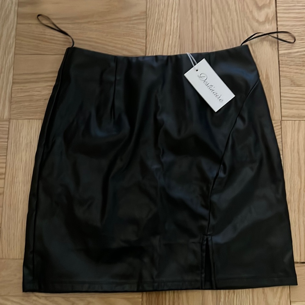 Destinaire leather skirt